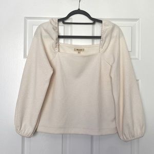 Madewell White Long Sleeve Puff Top